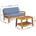 thumbnail image 2 of Acacia Wood Loveseat and Coffee Table Set, Outdoor Patio Furniture with Cushion for Garden, Porch, 2 of 7