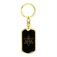 thumbnail image 4 of Sacred Geometry Star Tetrahedron Stylized Version Stainless Steel or 18k Gold Premium Swivel Dog Tag Keychain, 4 of 16