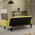 thumbnail image 5 of Futon Sofa Bed with Adjustable Backrest, Convertible Couch Bed with Wide Armrests, Modern Sleeper Sofa with Solid Wood legs, for Living Room, Apartment, Yellow, 5 of 9
