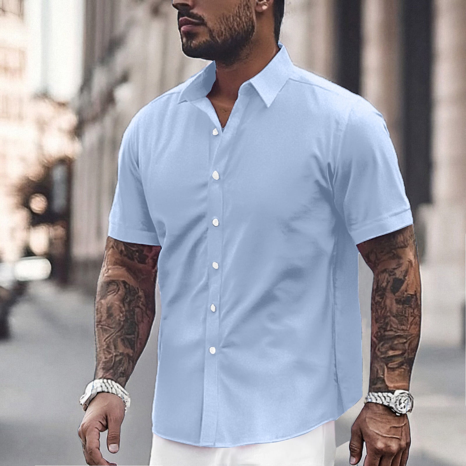 BOSS - Chemise Regular en jersey de coton dynamique - bleu clair