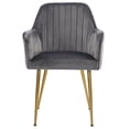 thumbnail image 3 of Modern Living Dining Room Accent Arm Chairs Set of 2, Velvet Upholstered Leisure Chair with Golden Legs, Gray, 3 of 8