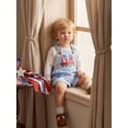 thumbnail image 4 of Cenuakty Newborn 3M 6M 12M 18M 24M 2T 3T Boy 4th of July Overalls Casual Loose Fit Tractor American Flag Embroidered Star Sleeveless Jumpsuit, 4 of 9