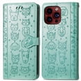 thumbnail image 1 of Funda Cartera FOXDOCK para iPhone 15 Pro , Flip PU con Relieve de Gatos y Perros, Tarjetero y Soporte, 1 of 6