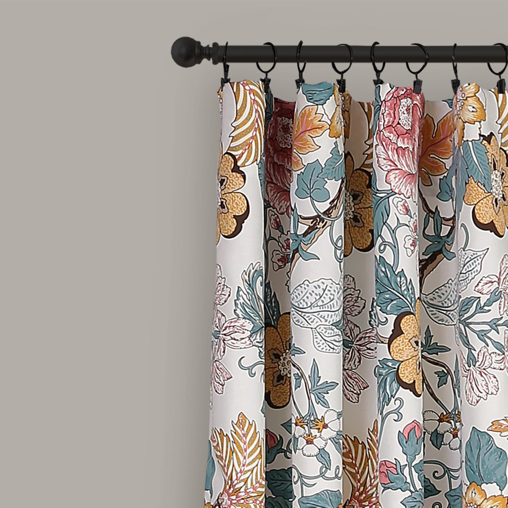 Lush Decor Sydney Room Darkening 84" x 52" Floral Blue 3" Rod Pocket 2-Piece Set Window Panel