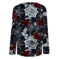 thumbnail image 4 of Women's Long Sleeve Crewneck Top, Purple Rose Floral Print Pullover, Casual Loose Fit Lightweight Blouse for Fall Winter Fashion Halloween Tops for Women, 4 of 5