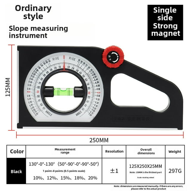 Cassilo Magnetic Slope Measuring Tool - Professional Angle Gauge with Strong Magnetic Adhesion for Engineering, Construction & Home Improvement Projects - Durable, Easy-to-Use Inclinometer for