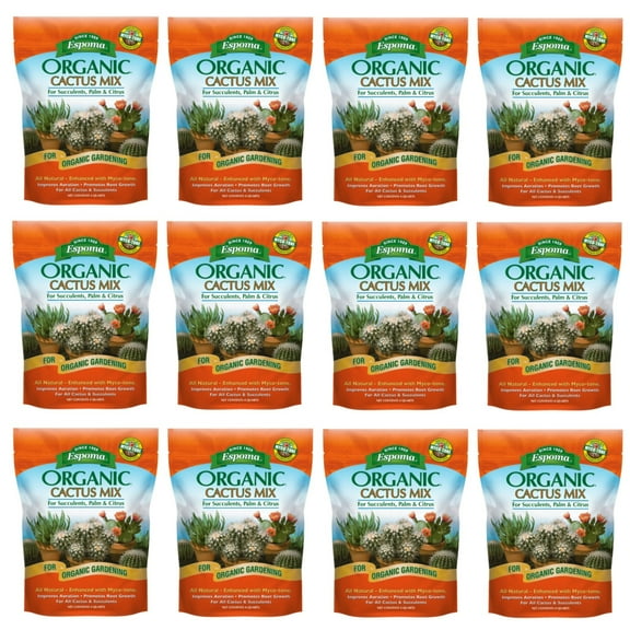 Espoma Organic Cactus Mix Potting Soil - For Succulents - Pack of 12, 4qt