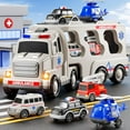 thumbnail image 5 of 5 in 1 Emergency Rescue Vehicle Carrier Truck Toys for 3-6 Year Old Boys, Friction Power Cars with Rescue Helicopter, Police Car, Fire Truck, Ambulance Car, Christmas Birthday Gifts for Girls Age 3-9, 5 of 8