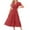 Red, variant on Maxi Dress for Women Wrap V Neck Short Sleeve Empire Pleated Waist Summer Casual Elegant Long Dresses with Pockets (Red, XXL)