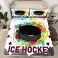 thumbnail image 2 of Feelyou Ice Hockey Sport Twin Sheet Sets, Fashion Watercolor Art Twin Fitted Sheet, Teens Kids Boys Girls Flat Sheet, Luxury Bedroom Decor, 3pcs, 2 of 7