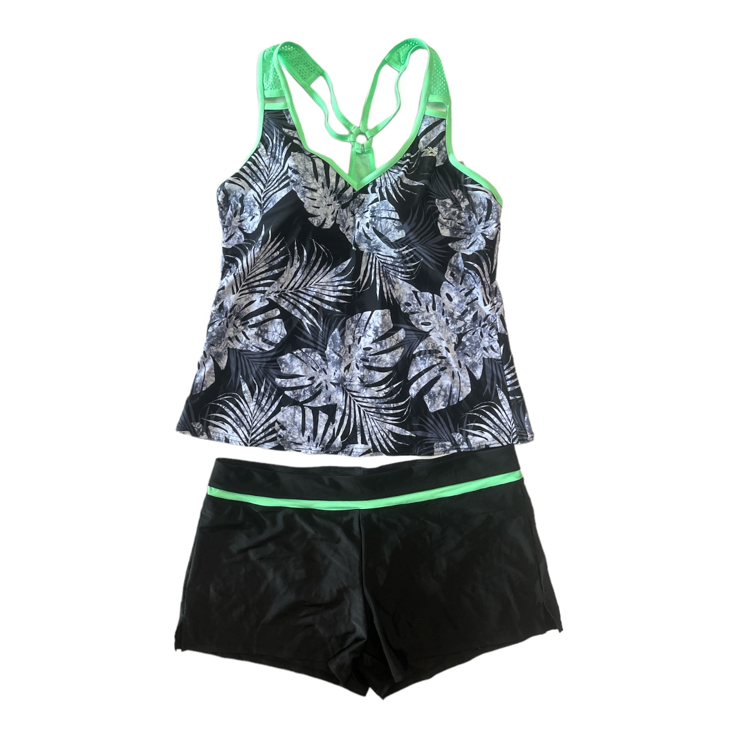 ZeroXposur Women's O-Ring Action Tankini & Short Swimsuit Set (Edamame ...