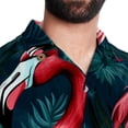 thumbnail image 5 of Flamingo Tropical Rainforest Men's Button Down Spread Collar Casual Printed Short Sleeve Summer Beach Unisex Shirts, 5 of 6