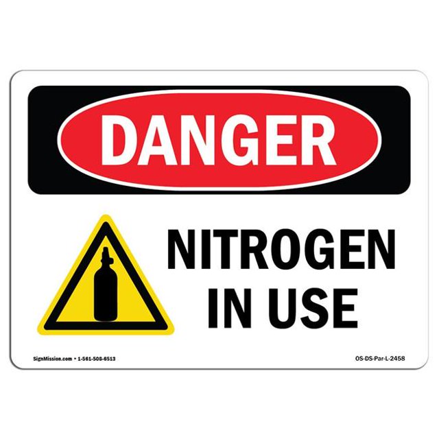 SignMission OS-DS-A-710-L-2458 Panneau de Danger OSHA 7 x 10 Po - Azote en Cours d'Utilisation