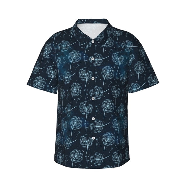 Balery Dandelions Camisas hawaianas de manga corta para hombre, camisas playeras de corte holgado, camisas de vacaciones con botones,X-Large