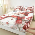 thumbnail image 3 of Manfei Caroon Snowman Full Size Sheets,Let It Snow Bed Sheets,Red White Sheet Sets For Kids,Microfiber Bedroom Decor,4-Piece, 3 of 7