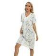 thumbnail image 4 of EFINNY Women Floral Short Sleeve Pajamas Robes Thin Lightweight Homewear Sleepwear with Pockets S-2XL, 4 of 8