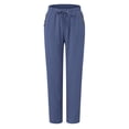 thumbnail image 5 of vigerkar Women's Cotton Linen Casual Pants Elastic Waisted Drawstring Pockets with Palazzo Trousers Business Pants BU1, XL, 5 of 6