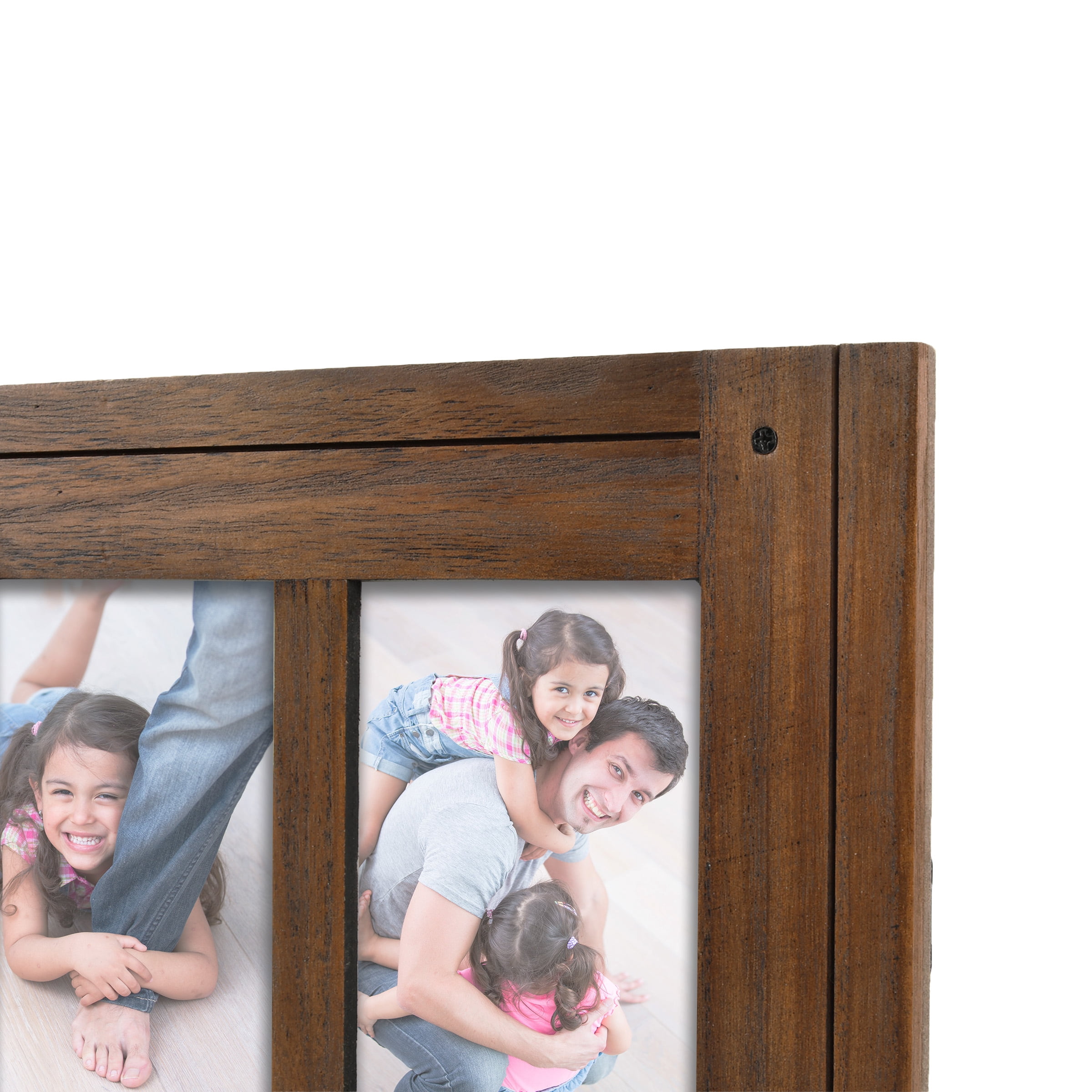 Prinz Homestead 3-Opening Collage Picture Frame, Tabletop or Wall Display for 4x6 Photos, Distressed Walnut Frame