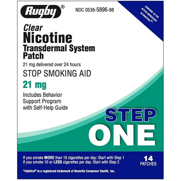 Rugby Nicotine Transdermal System Step 1 (21mg) - 14 Patches by watson Rugby Laboratories (cs)
