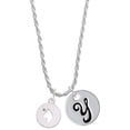 thumbnail image 1 of Delight Jewelry Silvertone Cat Head Silhouette Silvertone Script Initial Disc - Y - Charm Necklace, 20"+3", 1 of 4