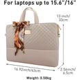 thumbnail image 5 of Kamlui Women's Waterproof PU leather Quilted 15.6" Laptop Tote Bag, Khaki, 5 of 14