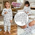 thumbnail image 2 of REDARER Kids Birthday Cake Doodle Print Pajama Set, Long Sleeve Two-Piece Sleepwear with DIY Cartoon Design, Cute & Cozy Pajamas for Girls Boys,2-3 Years, 2 of 7