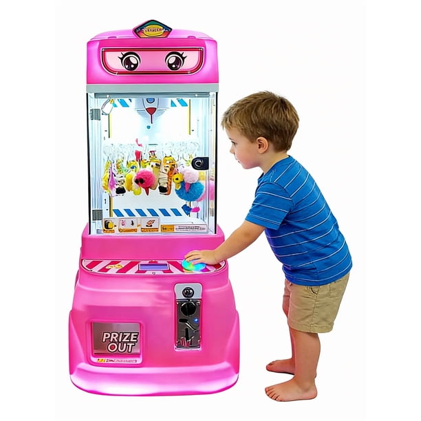 Máquina giratoria con Garras para niños, Juego arcade para niños, con Iluminación LED RGB, Nuevo Juguete para niños, 47 × 56 × 100 cm (Rosa)