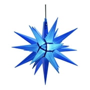 21” Large (Blue) Illuminated LED Holiday Moravian Star - Outdoor Hanging Christmas Decoration Star - Advent & Christmas Star - Tree Topper (Easy Assembly)