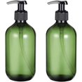 thumbnail image 1 of Dispensador de líquido de 2 piezas con bomba, botellas de champú vacías, 500 ml, para jabones, lociones, aceites de masaje, humectantes, detergentes, recargables, plástico (marrón) Kuyhfg Bienvenido a Kuyhfg, 1 of 5