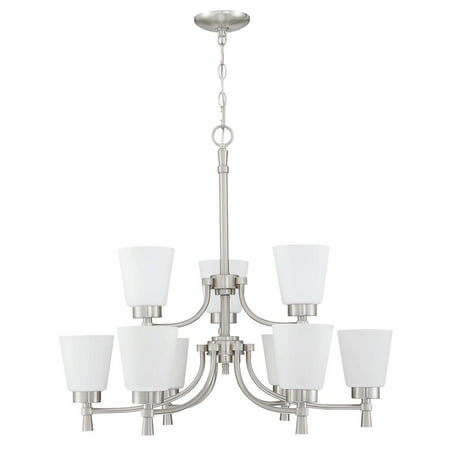

9-Light Brushed Nickle Finish Chandelier Tiered with Shade