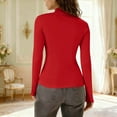 thumbnail image 5 of Avrnliq Womens Red Turtleneck Long Sleeve Top - Stretchy Nylon Spandex Slim Fit with Thumbholes, Wrinkle Resistant for Daily/Office Wear,Size L, 5 of 9