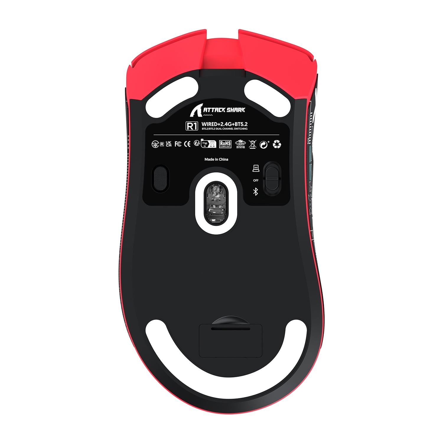 ATTACK SHARK R1 SUPERLIGHT Mouse with Tape, PixArt PAW3311 Gaming Sensor, BT/2.4G Wireless/Wired Gaming Mouse, 6 Adjustable DPI up to 18000, 65 Hrs Battery, Office Mice for Win11/Xbox/PS/Mac