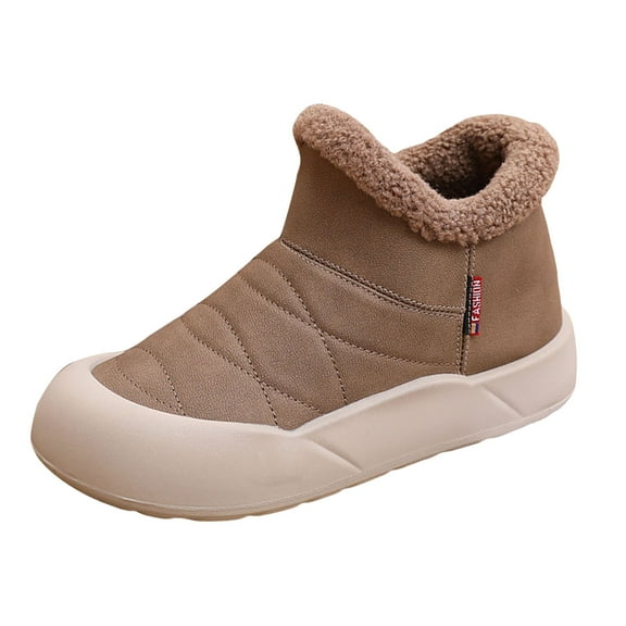 YLYL Women's Winter Ankle Boots Warm Fur Lined Soft Plush Anti-Collision Waterproof Slip on Outdoor Snow Boots