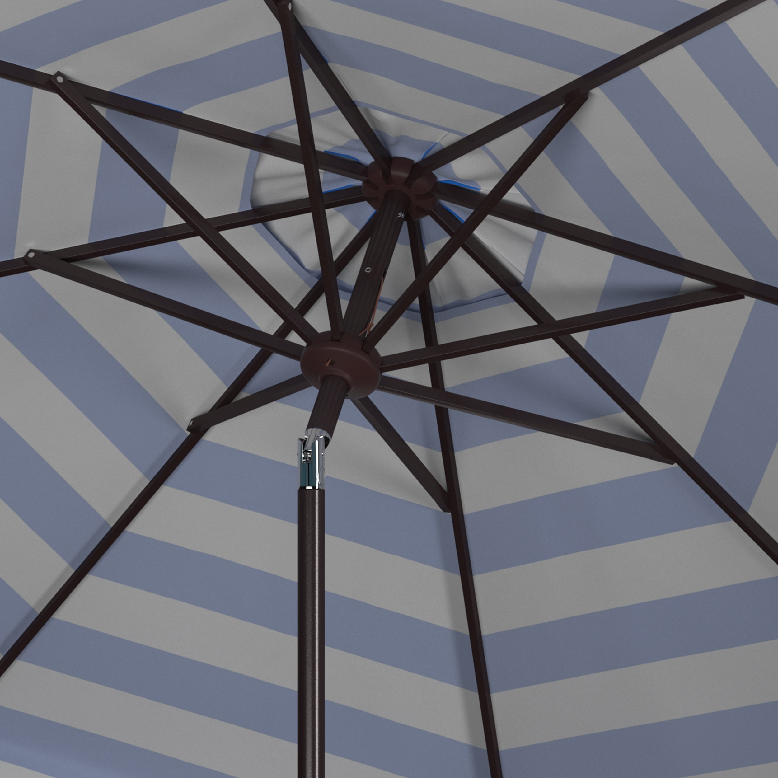 SAFAVIEH Maui 9' Market Crank Striped Tilt Patio Umbrella, Pacific Blue Stripe