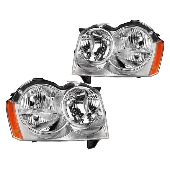 EPIC LIGHTING OE Style Halogen Headlights Assembly Replacement for JEEP 05-07 GRAND CHEROKEE [ CH2502160 CH2503160 55156351AF 55156350AF ] Pair