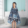 thumbnail image 6 of Blue Ethnic Geometric Pattern Hooded Bath Towel，50"x30" for Ages 3 To 12 Kids, Quick Dry Lightweight Soft Microfiber Hood Beach Towel Cover Up for Kids, 6 of 7