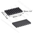 thumbnail image 2 of 50x25x5mm Without or With Thermal Pad Black Slotted Anodized Aluminum Heatsink Cooler Radiator Black With Pad 8pcs, 2 of 5