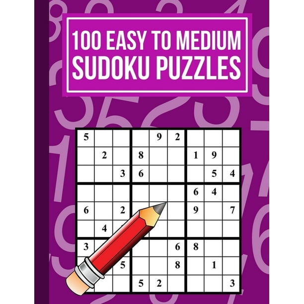 100 easy to medium sudoku puzzles one puzzle per page in easy to read print paperback walmart com