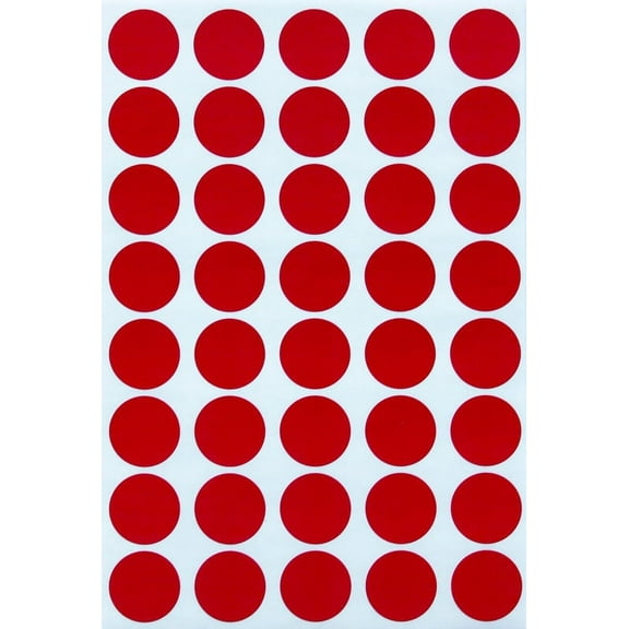 Red Dot Sticker Colored Labels Round Stickers 19mm - 1000 Pack by Royal Green