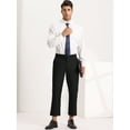 thumbnail image 3 of Pantalones recortados para hombre Pantalones de vestir hasta el tobillo de color sólido con parte delantera plana y ajuste delgado Negro brillante 30, 3 of 6