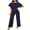 Navy, variant on Black Jumpsuits for Women Summer Batwing Sleeve Crew Neck Casual Long Pants Loose Wide Leg Rompers