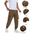 thumbnail image 3 of APTRO Mens Corduroy Sweatpants Casual Cargo Pants Elastic Waist Drawstring Baggy Tapered Jogger Pants with Zipper Pockets Brown MG019 2XL, 3 of 9