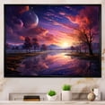 thumbnail image 2 of Designart "Space Landscape Pink Moon Sunrise I" Oversized Landscapes Framed Wall Art - Modern Pink Abstract Landscapes Bedroom Framed Canvas Wall Art, 2 of 7