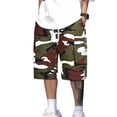 thumbnail image 3 of Men's Camo Cargo Shorts with Multi-Pockets - Loose Fit Drawstring Walking Shorts - Mid-Length Casual Work Shorts for Summer Outdoor & Hiking Army Green L, 3 of 7
