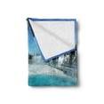 thumbnail image 2 of Yellowstone Soft Flannel Fleece Blanket, Hot Clear Spring and Evergreen Forest in Yellowstone Snowy Wintertime View, Cozy Plush for Indoor and Outdoor Use, 60" x 80", Turquoise Blue, by Ambesonne, 2 of 5