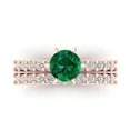 thumbnail image 2 of Clara Pucci 14K Rose Gold Round Cut 1Ct Simulated Emerald Engagement Ring + Matching Band - Luxury Box Included, 2 of 7