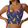 thumbnail image 3 of Goofa Colorful Dinosaur Printed Sports Bras for Women, High Impact Running Bra Workout Crop Tank Tops Longline Sports Bra Push up-X-Large, 3 of 9