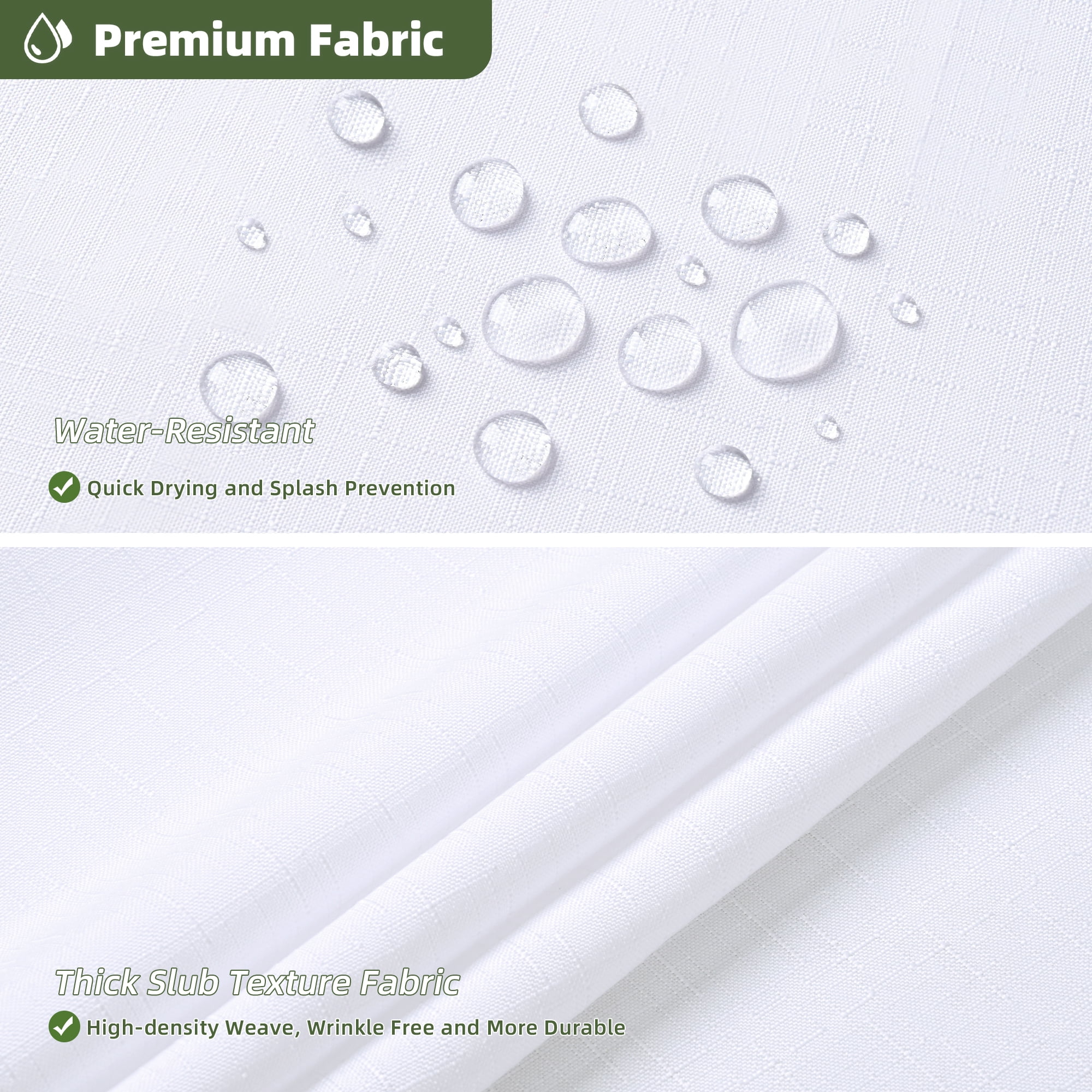 FRAMICS Sage Green Scalloped Shower Curtain Sets with Rug, 14 Piece Fabric Bathroom Sets with Hooks, Heavy-Duty Slub Textured & Waterproof, 72" x 72"