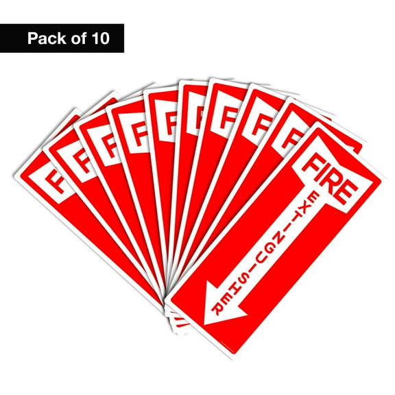 Fire Extinguisher Signs, Self Adhesive 4.25" x 11" - Set of 10 High Quality Decals.