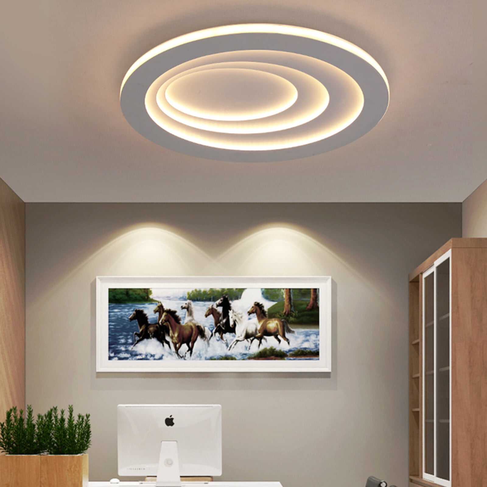 19.7in LED Ceiling Light 40W White Modern Flush Mount Fixture with 4500K Warm White Light for Living Room, Bedroom